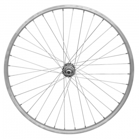ROTI COMPLETE - Roata spate 24" CERURIM Lyra, aluminiu simpla, 507x21, profil V-Brake, 36H, argintie