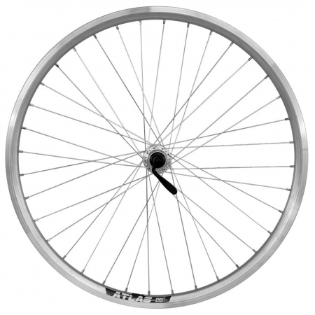 ROTI COMPLETE - Roata spate 26" CERURIM Atlas, aluminiu dubla, 559x18, butuc Shimano, profil V-Brake, 36H, argintie