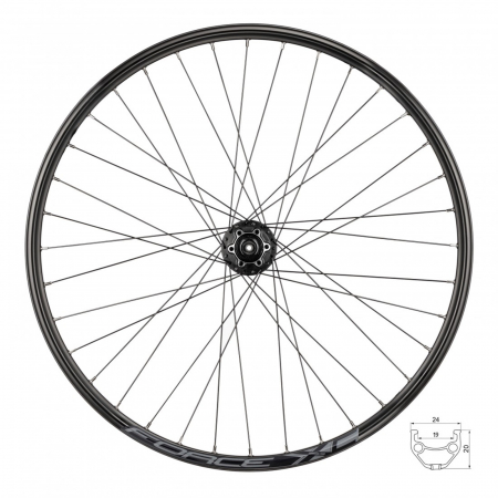 ROTI COMPLETE - Roata spate 26"x36H FORCE XC Disc (559x19), aluminiu dubla, profil frane disc, neagra