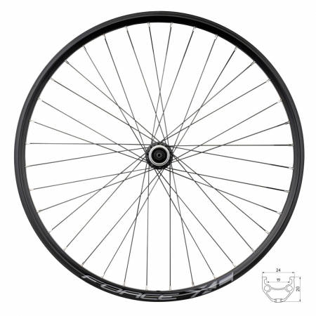 ROTI COMPLETE - Roata spate 26"x36H FORCE XC Disc (559x19), aluminiu dubla, profil frane disc, neagra