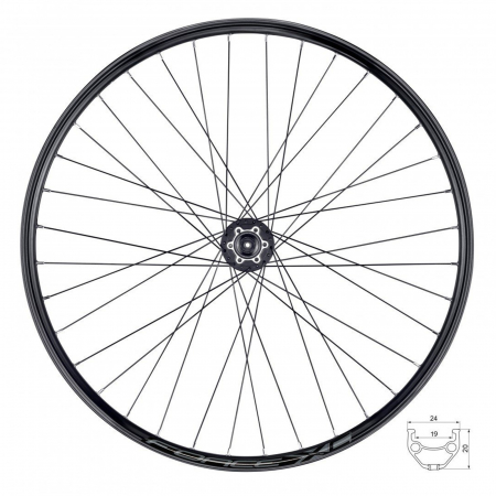 ROTI COMPLETE - Roata spate 27.5" FORCE Basic XC, aluminiu dubla, profil frana disc, 36H, 584x19, negru