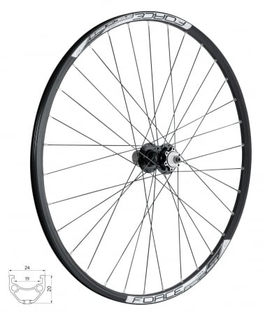 ROTI COMPLETE - Roata spate 28"/29"x32H FORCE Basic (622x19), aluminiu dubla, profil frana disc