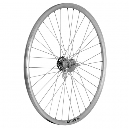 Roata spate 28" CERURIM Atlas, aluminiu dubla, profil frana V-Brake, 36H, butuc Velosteel, argintiu [1]