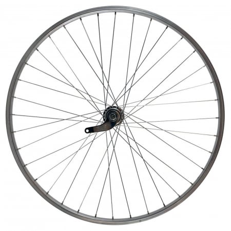 ROTI COMPLETE - Roata spate 28" CERURIM Lyra, aluminiu simpla, profil frana V-Brake, 36H, butuc torpedo Velosteel, argintiu