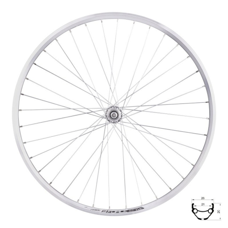 ROTI COMPLETE - Roata spate 28" FORCE Prime 28, aluminiu dubla, 36H, profil frana V-Brake, argintiu