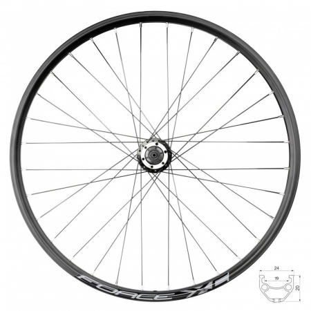 ROTI COMPLETE - Roata spate 26" FORCE XC, aluminiu dubla, profil frana disc, 32H, 559x19, negru