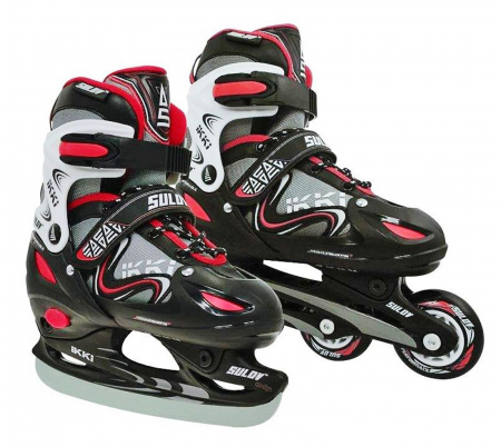 MULTISPORT - Role 2 in 1 SULOV Ikky Boy negru/rosu, marimea S (31-34)