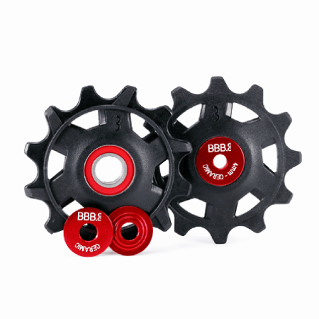 PIESE SCHIMBATOARE - Rotite schimbator BBB BDP-10X RollerBoys 12T ceramice pentru SRAM Road, negru/rosu
