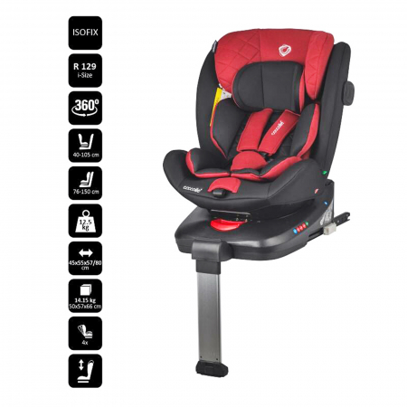 Scaun auto iSize 40-150 cm COCCOLLE Vigo Poppy red+COCCOLLE oglinda auto rear-facing [3]