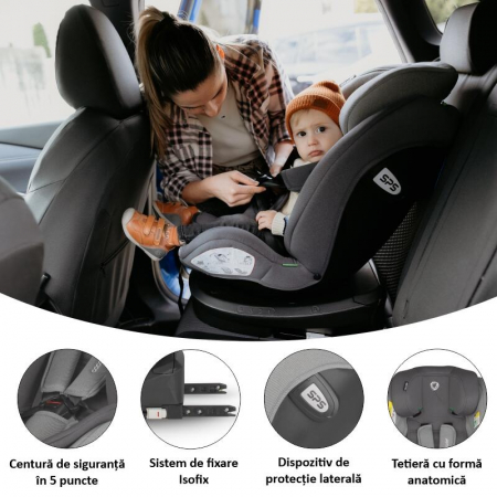 Scaun auto iSize 40-150 cm Coccolle Nyota Moonlit grey+Coccolle Parasolar auto cu ventuze [12]