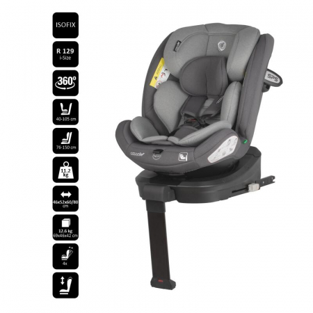 Scaun auto iSize 40-150 cm Coccolle Sidra Diamond black + Coccolle protectie bancheta auto mica [3]