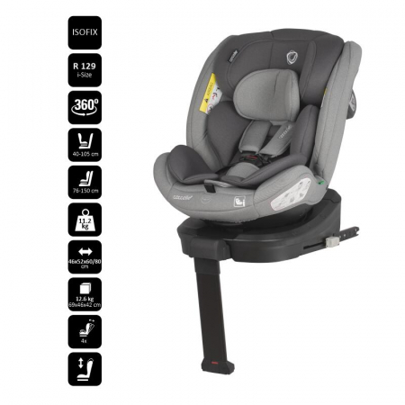 Scaun auto iSize 40-150 cm Coccolle Sidra Moonlit grey+Coccolle protectie bancheta auto mica [3]