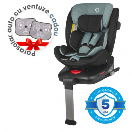 Fara Categorie - Scaun auto iSize 40-150 cm Coccolle Vigo Emerald green+Coccolle Parasolar auto cu ventuze
