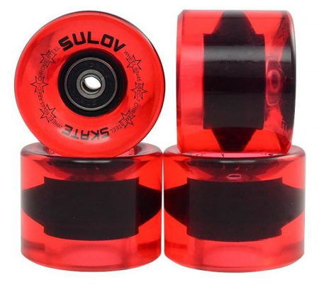 Set 4 roti skateboard SULOV, rosu transparent [0]