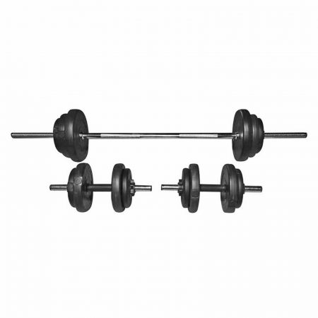 GANTERE - Set gantera/haltera ORION, 36 kg, set 3 bare/16 discuri, negru