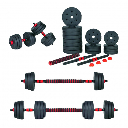 FITNESS - Set gantere/haltere ORION, negru/rosu, greutate 30 kg