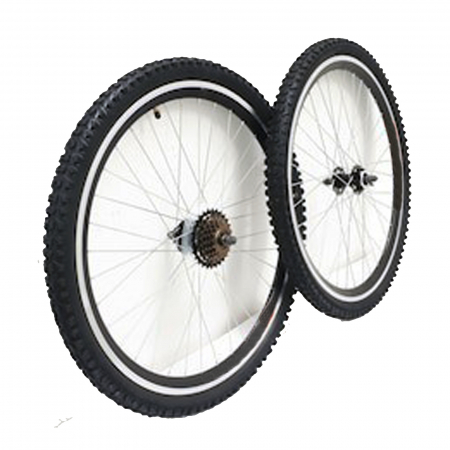 Set roti complete 26" BR Components, aluminiu duble, profil frane V-Brake, 36H, negru [2]