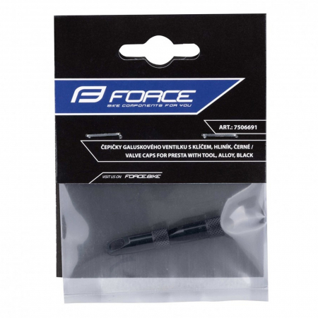 Set capace FORCE pentru valve tubeless presta, aluminiu negre [1]