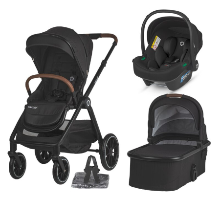 SmartBaby - Sistem modular 3in1 Coccolle Aspen Jet Black + Scoica auto iSize Coccolle Knox Black
