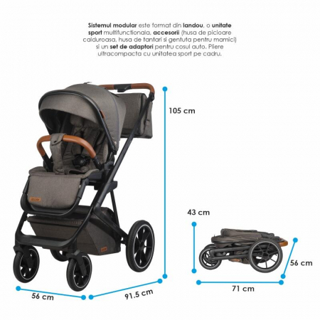 Sistem modular 3in1 Coccolle Nessia Anthracite + Scoica auto Coccolle Knox Anthracite [24]