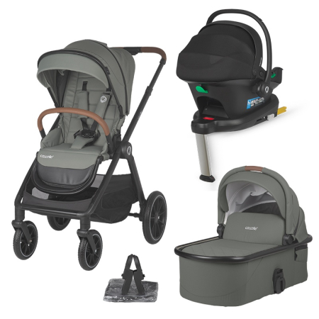 SmartBaby - Sistem modular 4in1 Coccolle Aspen Moss Green cu Scoica auto iSize Coccolle Knox Black si Baza isofix iSize Coccolle Knox