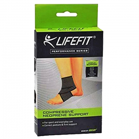 Suport compresie glezna LIFEFIT, negru/verde [1]