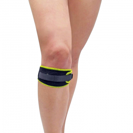 FITNESS - Suport genunchi patella neopren LIFEFIT, negru/verde