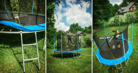 Trambulina rotunda SPOKEY Jumper, diametru 244 cm, negru/rosu [3]