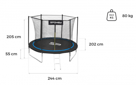 Trambulina rotunda SPOKEY Jumper, diametru 244 cm, negru/rosu [1]