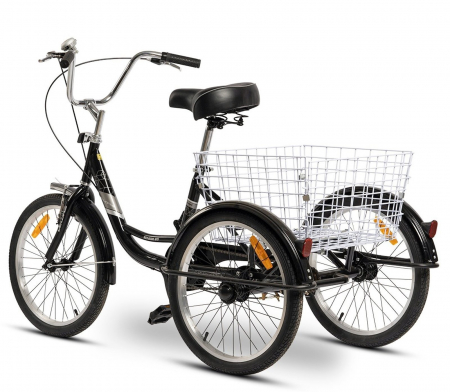 Tricicleta adulti 20" VELORS Senior 20390B, cadru otel 16", frane V-Brake/tambur, single speed [2]