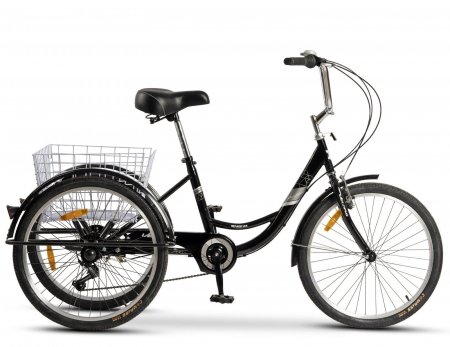 Tricicleta adulti 24" VELORS Senior 24390B, cadru otel 16", frane V-Brake/tambur, 7 viteze [1]