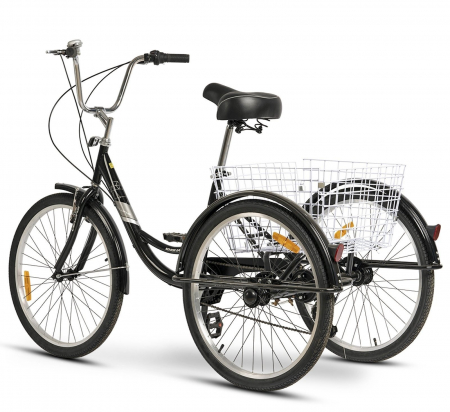 Tricicleta adulti 24" VELORS Senior 24390B, cadru otel 16", frane V-Brake/tambur, 7 viteze [2]