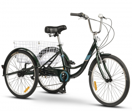 BICICLETE ORAS-TREKKING - Tricicleta adulti 24" VELORS Senior 24390B, cadru otel 16", frane V-Brake/tambur, 7 viteze