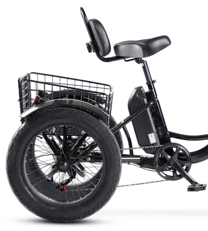 Tricicleta electrica 20" CARPAT E-Senior 20561E, cadru otel 16", frane disc/tambur, 7 viteze, autonomie 40-60 km, negru/galben [6]