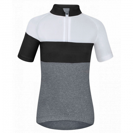 TRICOURI - Tricou ciclism copii FORCE Kid View, gri/alb/negru, marime S (128-140 cm)