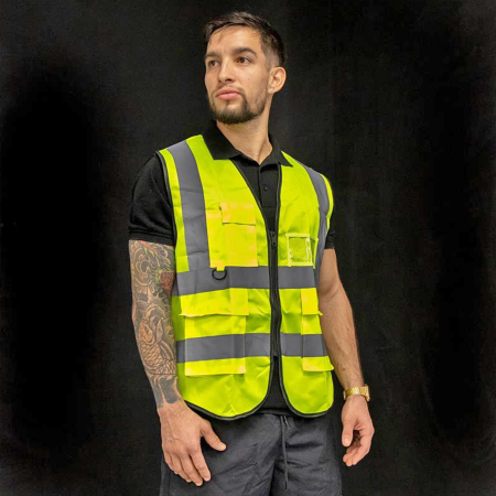 Vesta reflectorizanta cu buzunare FIVESTARS, marime universala, galben fluo [1]