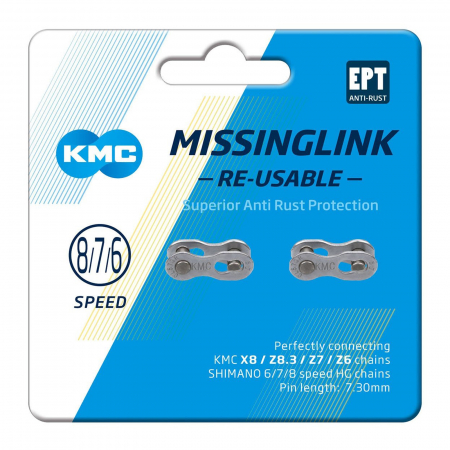 Set 2 zale rapide KMC Missing Link 7/8R Silver, compatibile 7/8 viteze, argintii [1]