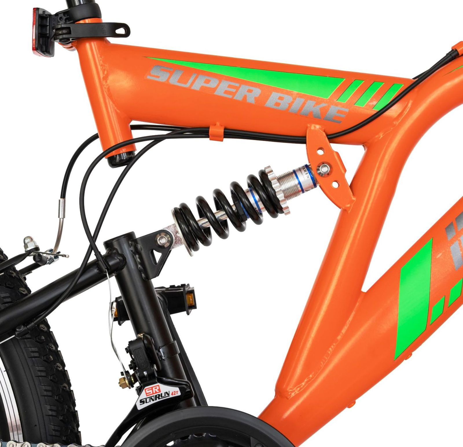 tennis Ridiculous Northwest Bicicleta MTB-FS 26" RICH Alpin 2649, cadru otel 18.5", frane V-Brake, 18  viteze, portocaliu/verde