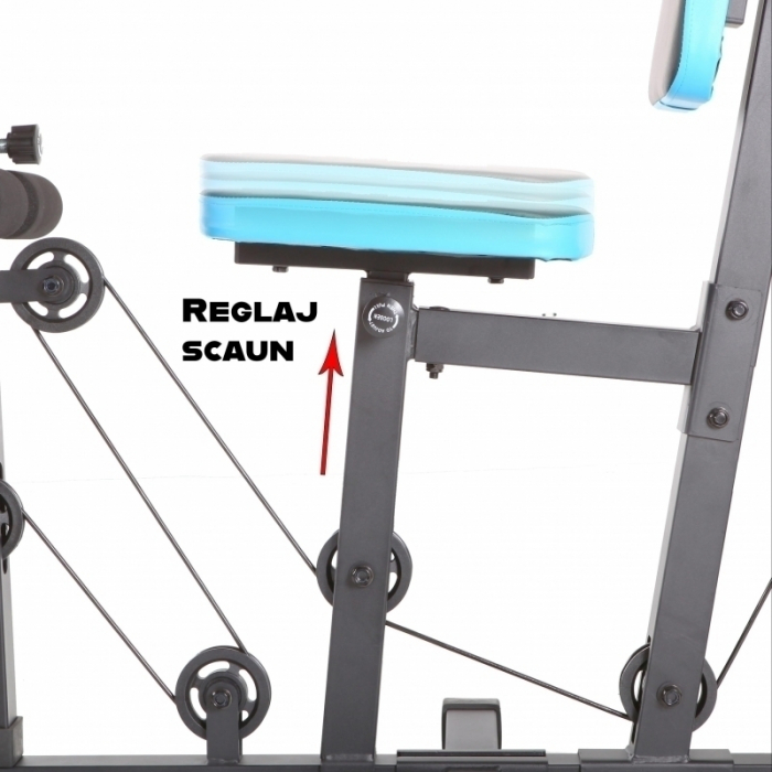 Aparat multifunctional FitTronic Atletic 500, 66 kg incluse, presa picioare, biceps, bara tractiune, greutate maxima utilizator 120 kg, scaun si spatar reglabile [6]