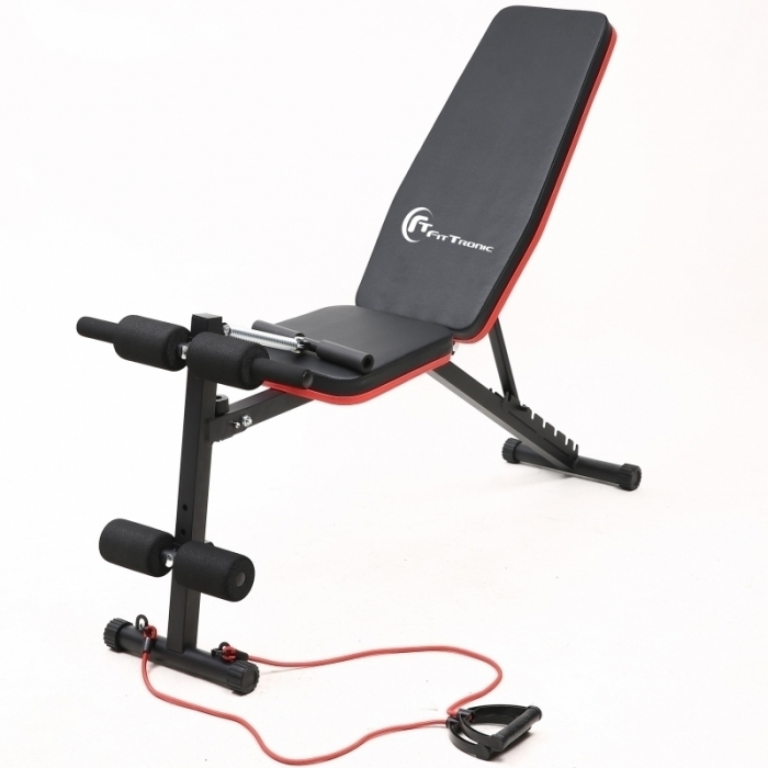 Banca de exercitii reglabila FitTronic B210, pliabila, corzi pentru brate incluse, spatar reglabil [7]