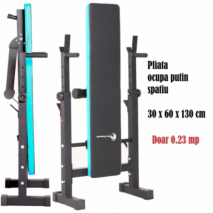 Banca reglabila multifunctionala FitTronic® Atletic B400, suport haltera reglabil inclus, banca inclinata sau dreapta, greutate suportata 100 kg [6]
