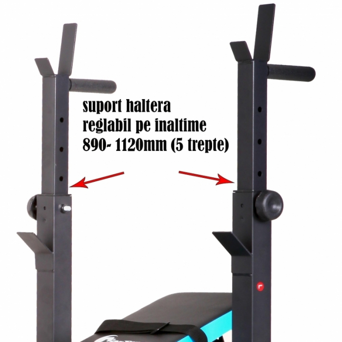 Banca reglabila multifunctionala FitTronic® Atletic B400, suport haltera reglabil inclus, banca inclinata sau dreapta, greutate suportata 100 kg [5]