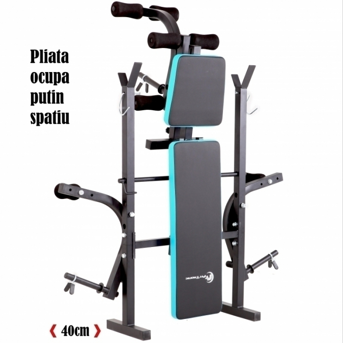 Banca reglabila multifunctionala FitTronic® Atletic B450, suport haltera inclus, greutate suportata 120 kg [5]
