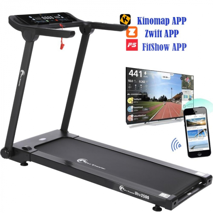 Banda de alergare electrica FitTronic Ultra 2500, motor 2.5 CP, viteza pana la 16 km/h, suprafata alergare 125x45 cm, 12 programe de antrenament, Apps Fitshow, Kinomap, Zwift, conexiune bluetooth [3]