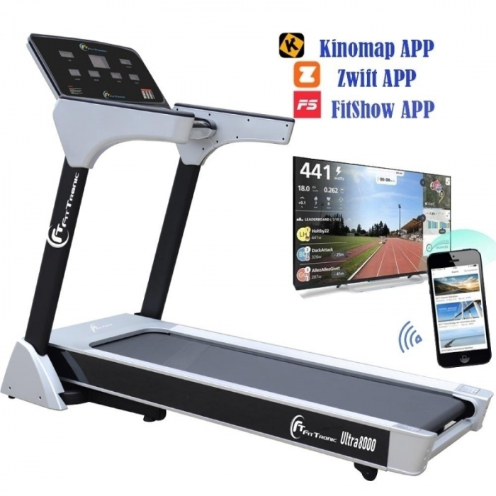 Banda de alergare electrica FitTronic Ultra 8000, motor 4.0 CP, inclinatie electrica 20%, viteza pana la 20km/h, greutate suportata 140 kg, Apps Fitshow, Kinomap, Zwift [3]