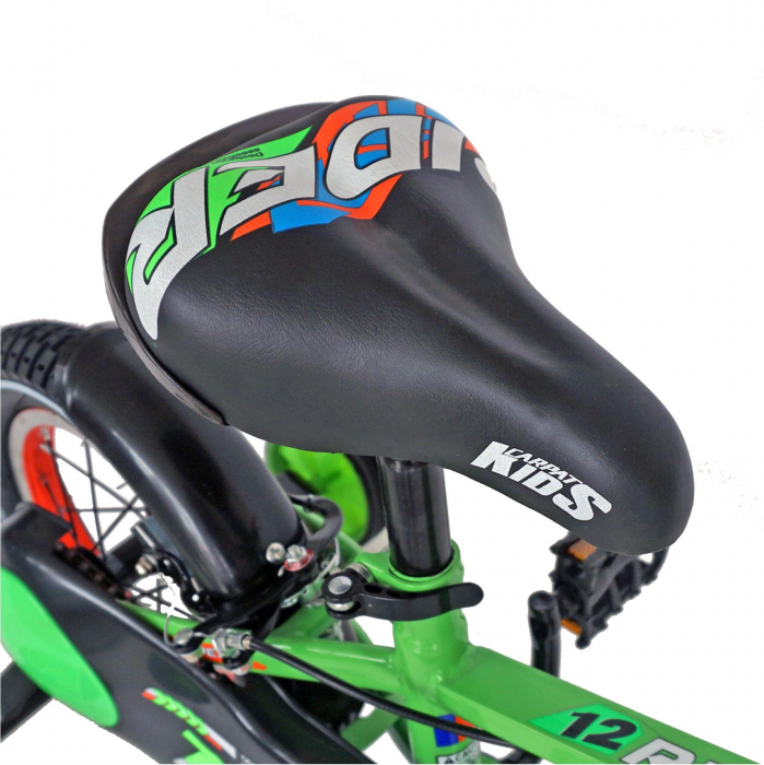 Bicicleta baieti Carpat RIDER C1207C, roata 12", V-Brake, roti ajutatoare, 2-4 ani, verde/portocaliu [6]