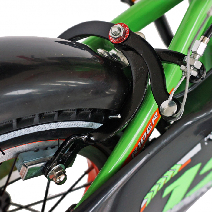 Bicicleta baieti Carpat RIDER C1207C, roata 12", V-Brake, roti ajutatoare, 2-4 ani, verde/portocaliu [8]