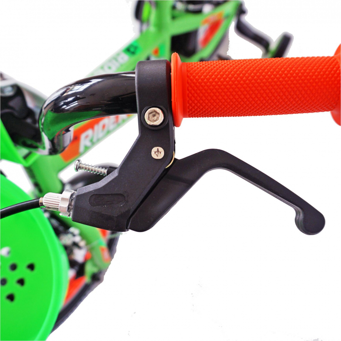 Bicicleta baieti Carpat RIDER C1207C, roata 12", V-Brake, roti ajutatoare, 2-4 ani, verde/portocaliu [5]