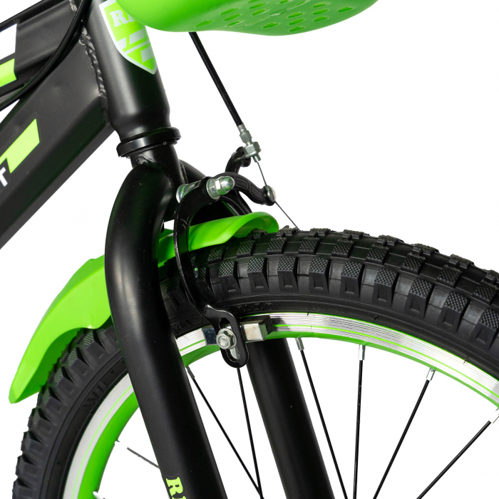 Bicicleta Baieti Rich Baby 7-10 Ani, Roti 20 Inch, Frane C-Brake, Roti Ajutatoare, Rich Baby CST20/02C, Cadru Negru cu Design Verde [5]