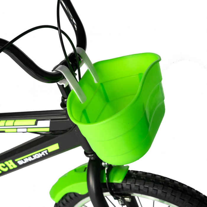 Bicicleta Baieti Rich Baby 7-10 Ani, Roti 20 Inch, Frane C-Brake, Roti Ajutatoare, Rich Baby CST20/02C, Cadru Negru cu Design Verde [6]